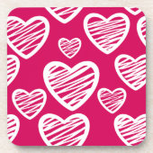 Fett Rot und Weiß Scribble Herzmuster Untersetzer (Vorderseite)