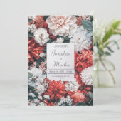 Fett Rot & Weiß Garten Blütenhochzeit Einladung (Stehend Vorderseite)