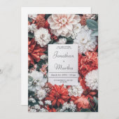 Fett Rot & Weiß Garten Blütenhochzeit Einladung (Vorne/Hinten)