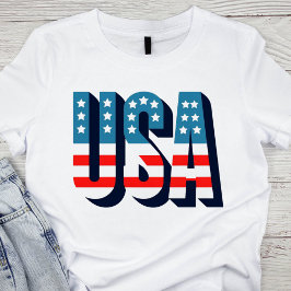 Fett rot, weiß und blau - USA - Flag Typografie T-Shirt