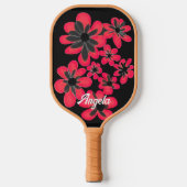fett rote Blume auf schwarz personalisieren Pickleball Schläger (Vorderseite)
