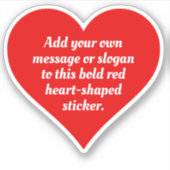 Fett rote Herzform mit Ihrem Text. Aufkleber (Vorderseite)