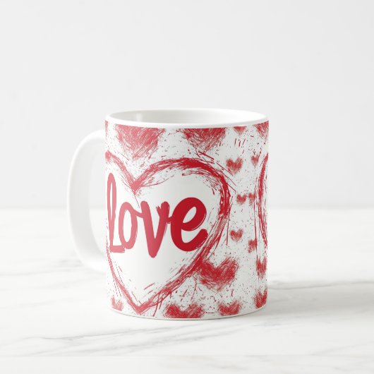 Fett rote Liebe Herz Keramik Tasse (Vorderseite Links)