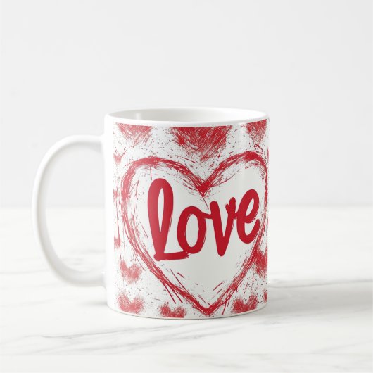 Fett rote Liebe Herz Keramik Tasse (Links)