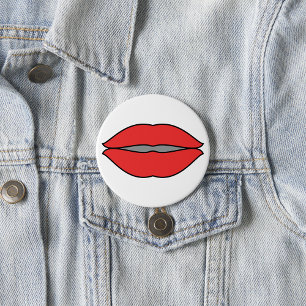 Fett Rote Lippen Pop Kunst Button