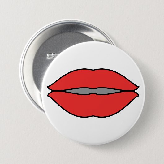 Fett Rote Lippen Pop Kunst Button (Vorne & Hinten)