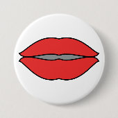 Fett Rote Lippen Pop Kunst Button (Vorderseite)