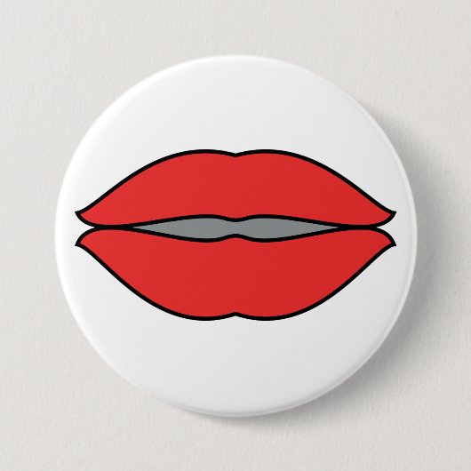 Fett Rote Lippen Pop Kunst Button (Vorderseite)