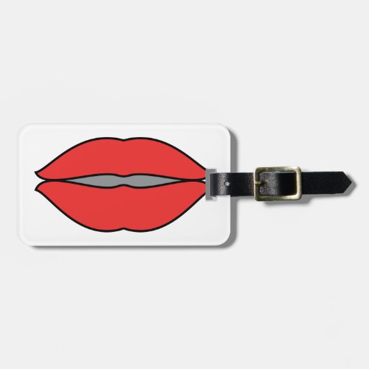 Fett Rote Lippen Pop Kunst Gepäckanhänger (Vorderseite horizontal)