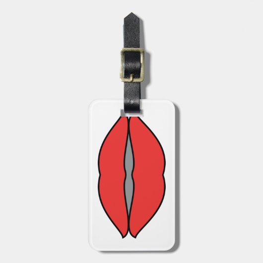 Fett Rote Lippen Pop Kunst Gepäckanhänger (Vorderseite vertikal)