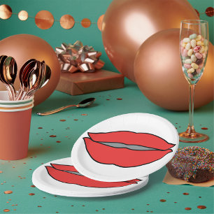 Fett Rote Lippen Pop Kunst Pappteller