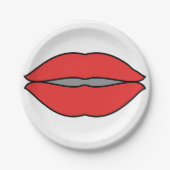 Fett Rote Lippen Pop Kunst Pappteller (Vorderseite)