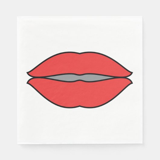 Fett Rote Lippen Pop Kunst Serviette (Vorderseite)