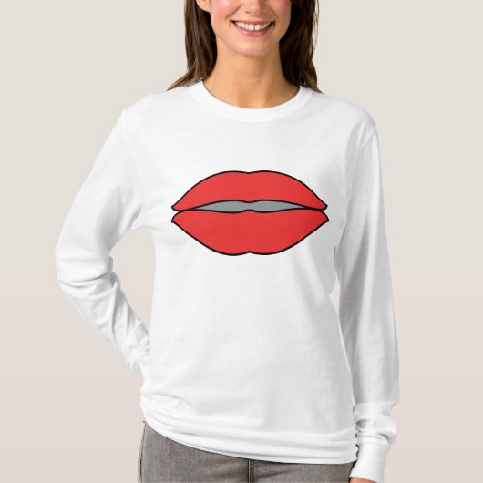 Fett Rote Lippen Pop Kunst T-Shirt (Vorderseite)