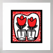 Fett rote Tulip Art in Modernem Pop Stil Poster (Vorne)