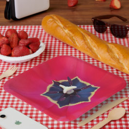 Fett Rote Tulip Blume Makro Naturfotografie Pappteller