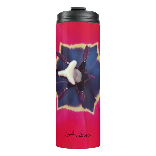 Fett Rote Tulip Blume Makro Naturfotografie Thermosbecher (Vorderseite)