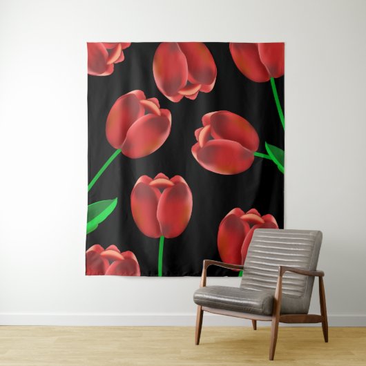 Fett rote Tulips und schwarz Wandteppich (Beispiel)