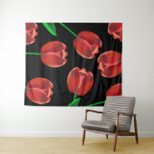 Fett rote Tulips und schwarz Wandteppich (Beispiel (Horizontal))