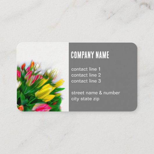 fett-rote und gelbe Tulpen Blume Visitenkarte (Rückseite)