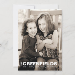 Fett rote und weiße Foto-Urlaubskarte Feiertagskarte