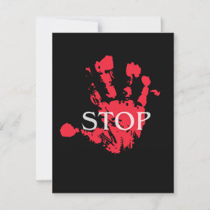 Fett roter Handprint "STOP" Warnsymbol - Aktivieru Postkarte
