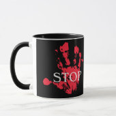 Fett roter Handprint "STOP" Warnsymbol - Aktivieru Tasse (Links)