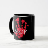 Fett roter Handprint "STOP" Warnsymbol - Aktivieru Tasse (Vorderseite Links)