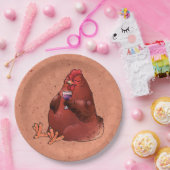 Fett Roter Hen mit Wein Pappteller (Party)