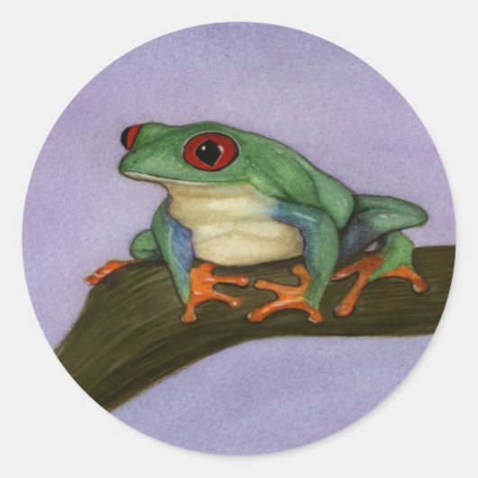 Fett Roter Mit Augen Baum Froschkleber Runder Aufkleber (Vorderseite)