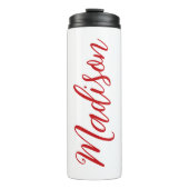 Fett roter Name in Handgeschriebenem Skript benutz Thermosbecher (Vorderseite)