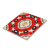 Fett rotes Beige schwarzes symmetrisches Muster Fliese (Seite)