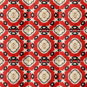 Fett rotes Beige schwarzes symmetrisches Muster Fliese