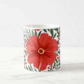 Fett rotes Blumenmuster mit grünen Blätter Kaffeetasse (Mittel)