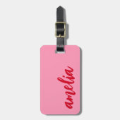 Fett rotes Drehbuch mit rosa Rosa Gepäckanhänger (Vorderseite vertikal)