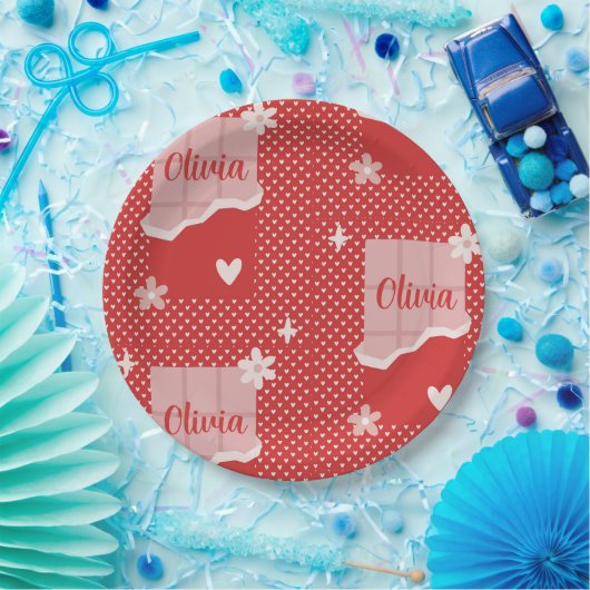 Fett rotes Herz Liebe Design - Perfekt für kundens Pappteller (Party)