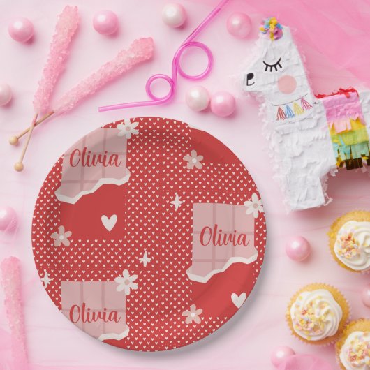 Fett rotes Herz Liebe Design - Perfekt für kundens Pappteller (Party)