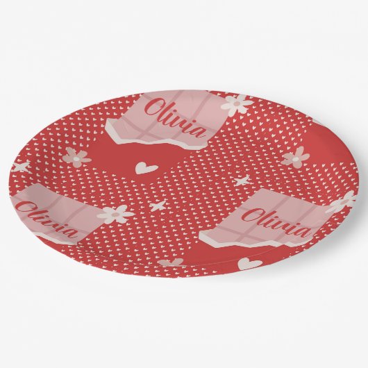 Fett rotes Herz Liebe Design - Perfekt für kundens Pappteller (Schrägansicht)