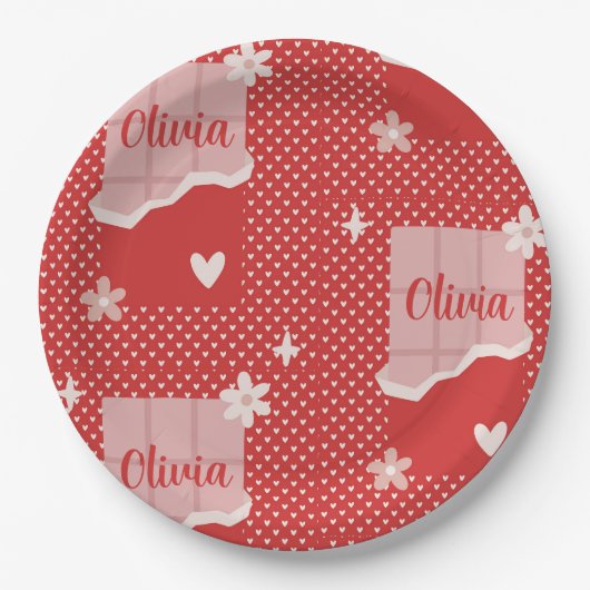 Fett rotes Herz Liebe Design - Perfekt für kundens Pappteller (Vorderseite)