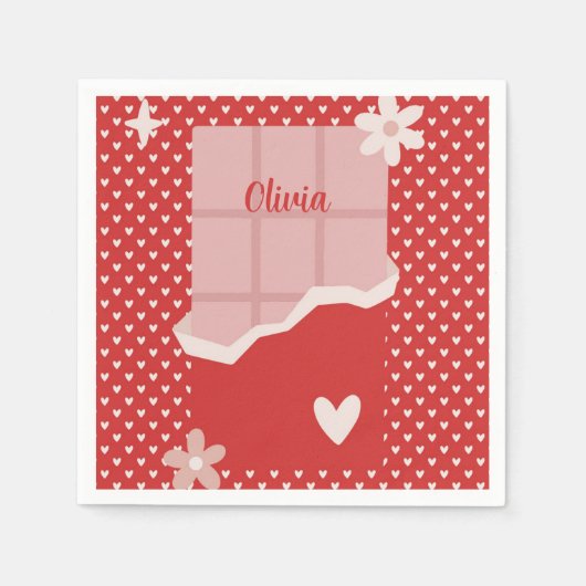 Fett rotes Herz Liebe Design - Perfekt für kundens Serviette (Vorderseite)