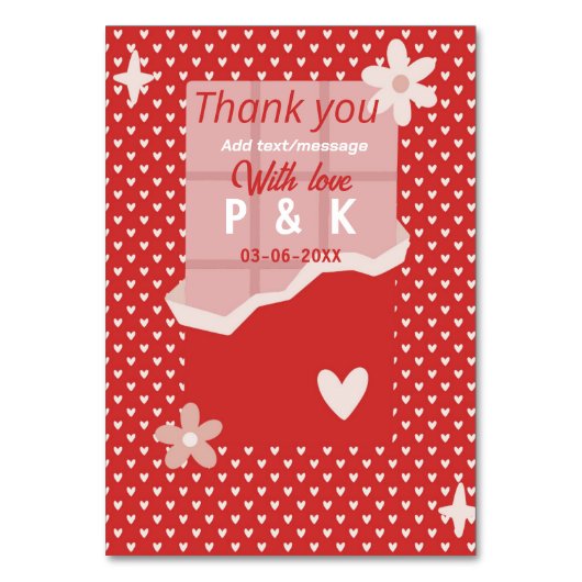 Fett rotes Herz Liebe Design - Perfekt für kundens Tischnummer (Vorderseite)