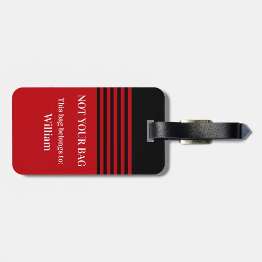 Fett rotes Monogramm - Akryllischer Gepäckträger Gepäckanhänger (Rückseite horizontal)