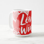 Fett rotes Rosa "Liebe is the Answer" Grafisches T Kaffeetasse (Vorderseite Links)