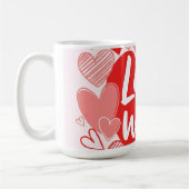 Fett rotes Rosa "Liebe is the Answer" Grafisches T Kaffeetasse (Links)