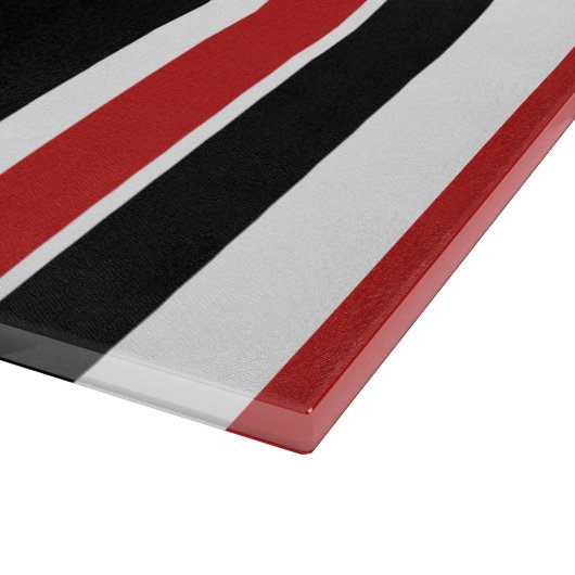 Fett rotes Schwarz Streifen Glass Cutting Board Schneidebrett (Ecke)