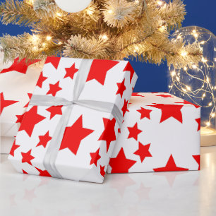 Fett rotes Stars Wrapping Paper Geschenkpapier