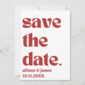 Fett rotes Typografie Einzigartiges modernes ästhe Save The Date (Vorderseite)