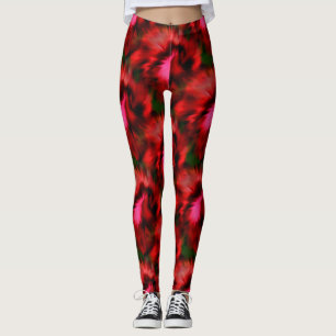 Fett rotes und grünes Abstraktes Kunstmuster Leggings