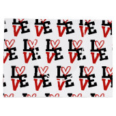 Fett rotes und schwarz-romantisches Muster Große Geschenktüte (Rückseite)