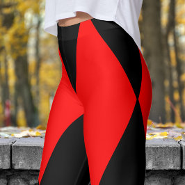 Fett rotes und schwarzes Harlequin-Karo-Muster Leggings